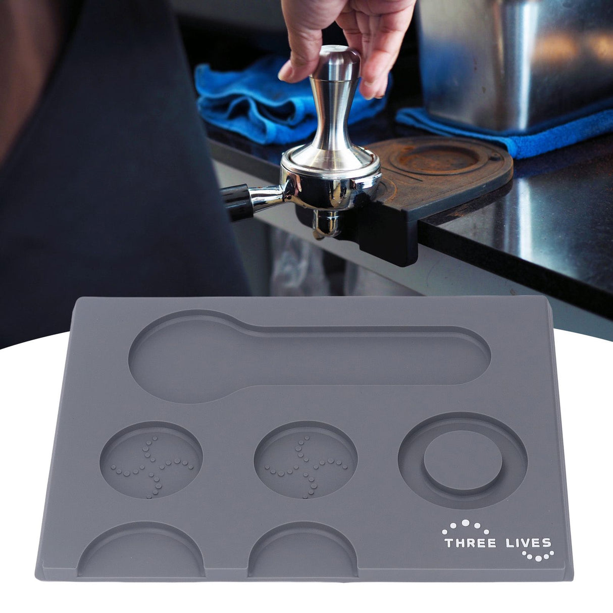 Coffee Tampers Mat Portable PVC Polished Back Antiskid Coffee Tamping Pad for Bar Cafe Home Grey