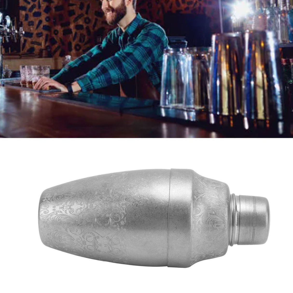 Cocktail Shaker 304 Stainless Steel Boston Shaker Mixer with Built in Strainer for Bar Home Bartending