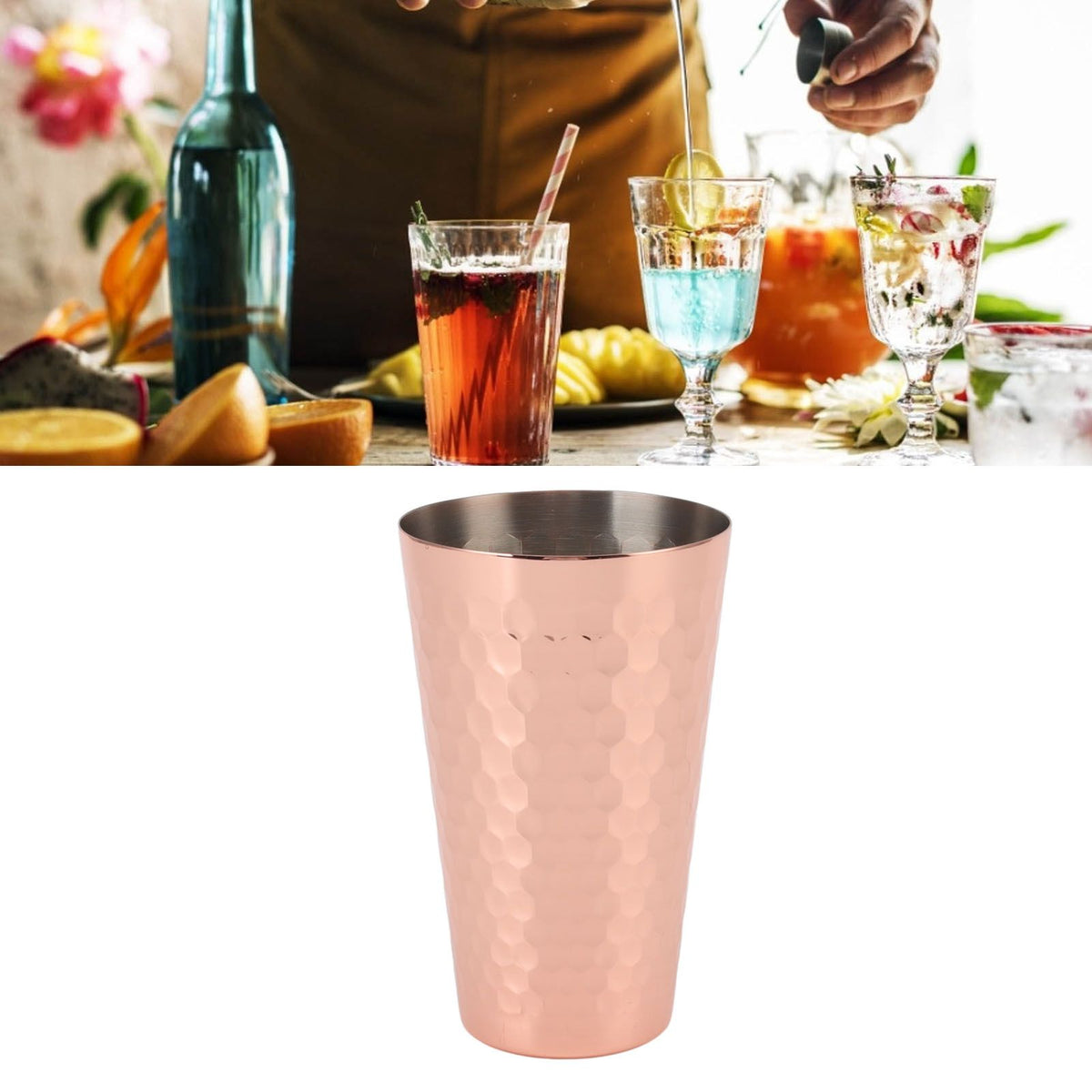 Drinking Cup 304 Stainless Steel Hammered Multipurpose Moscow Mule Mug for Bar Home Copper Plating