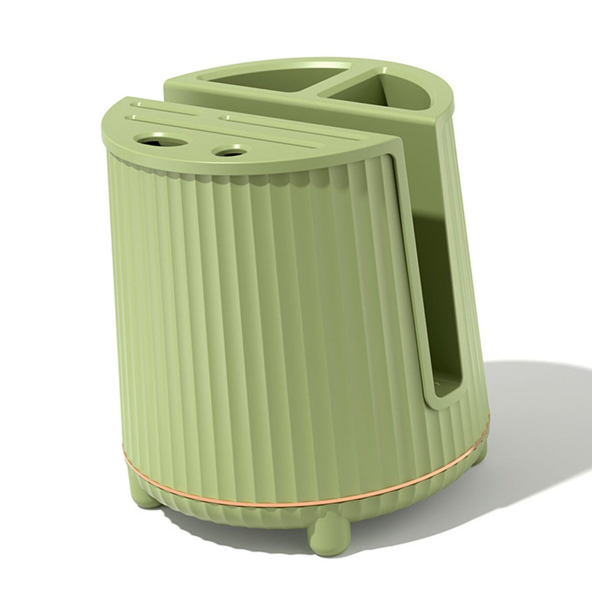 Multifunctional Rotating Knife Holder Kitchen Chopping Board Knife Storage Rack Large Capacity Drain Chopstick Knife Shelf Single Layer Avocado Green