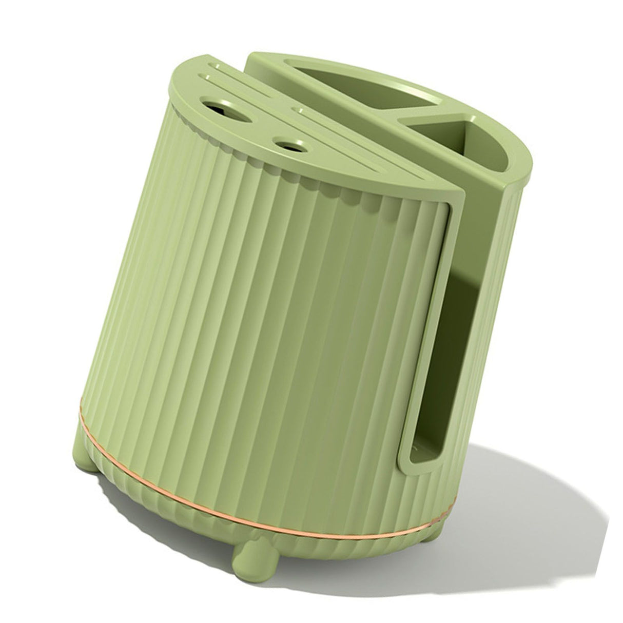Multifunctional Rotating Knife Holder Kitchen Chopping Board Knife Storage Rack Large Capacity Drain Chopstick Knife Shelf Single Layer Avocado Green