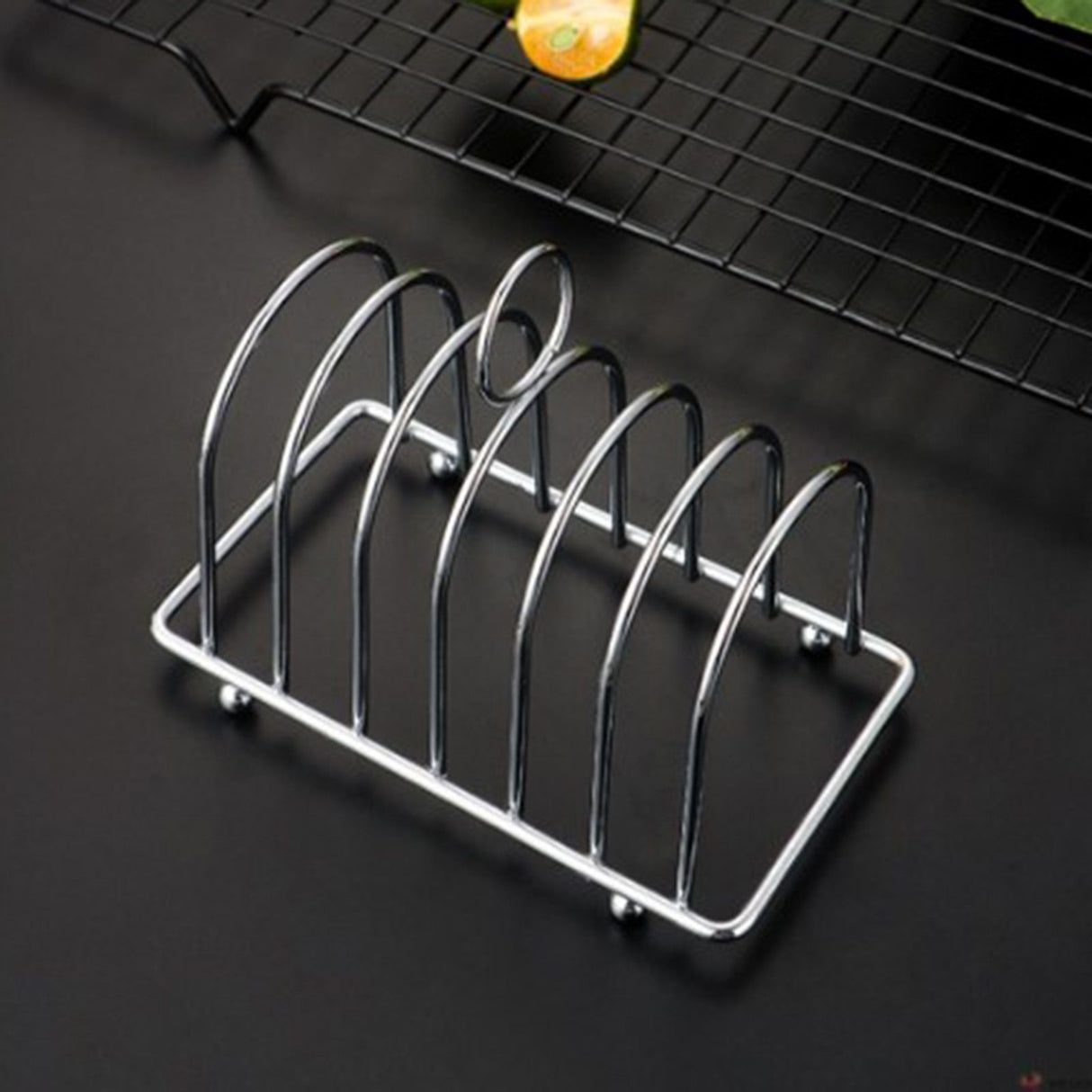 Toast Rack Stainless Steel 6 Slice Slot Breakfast Toast Bread Rack Holder with Handle for Kitchen Bakery