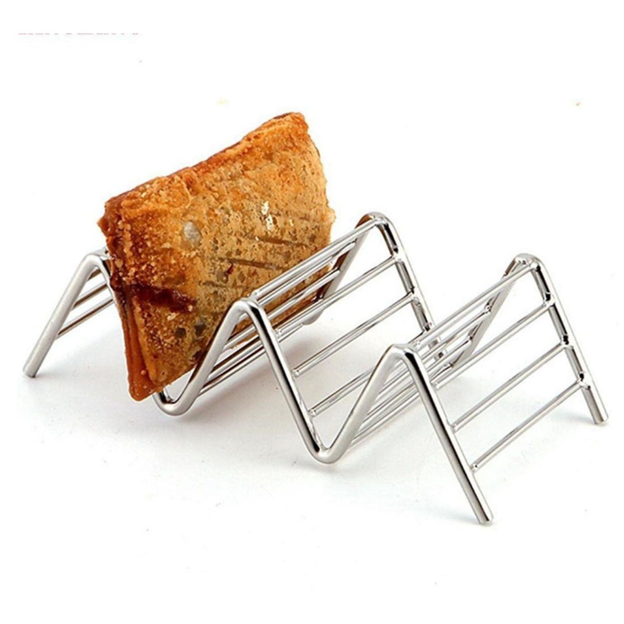 Stainless Steel V Shaped Taco Holder Corn Roll Spring Roll Taco Stand Home Pancake Food Rack 2‑3 Grids 6.3x13.5x4.5cm/2.5x5.3x1.8in