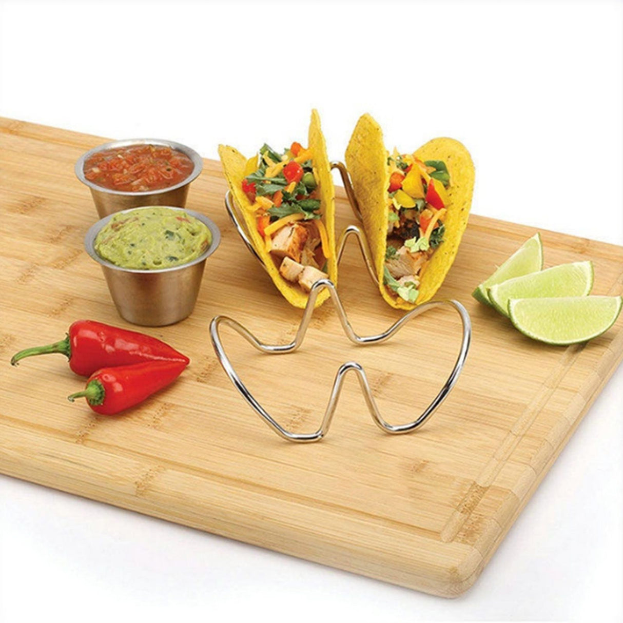 Taco Holder U Shaped Taco Rack Stainless Steel Taco Shell Stand Up Holder for Baking Party Gathering 2 Grid