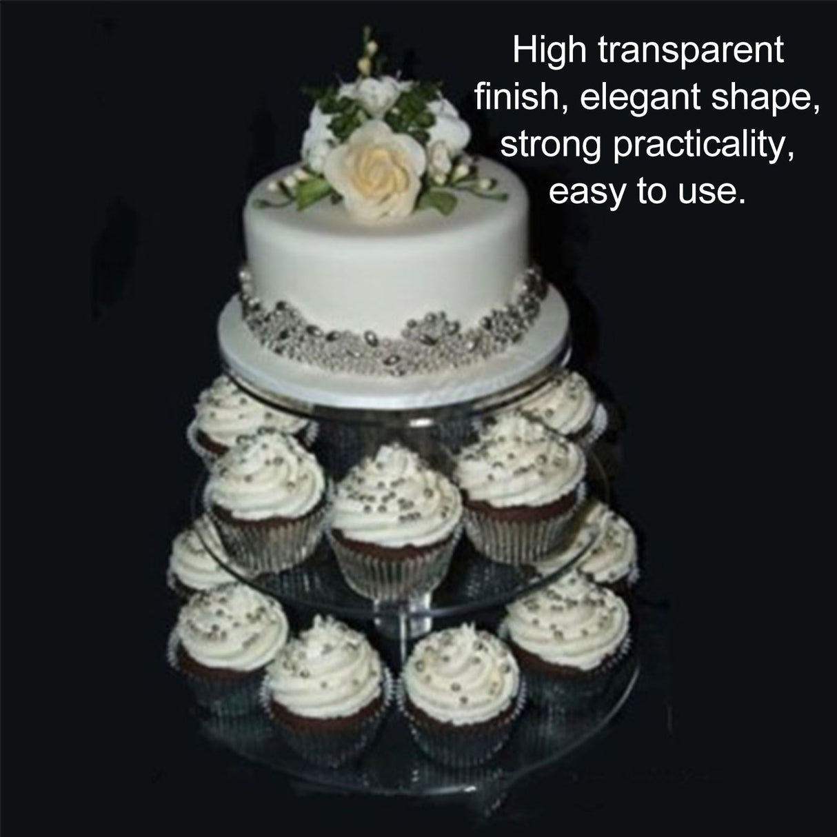 Cupcake Stand Multi Round Tiers Transparent Acrylic High Stability Cupcake Tower for Display Serving Party 3 Tier