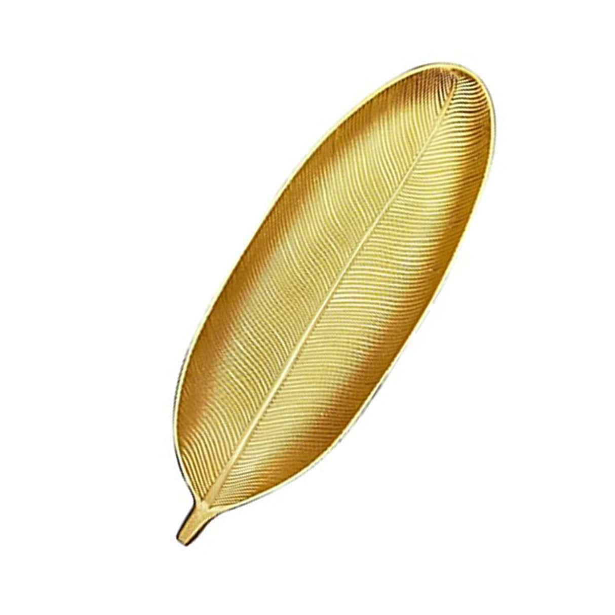 Fruit Plate Golden Style Leaf Shape Brushed Appearance Compact Density Board Serving Dessert Plate for Home L