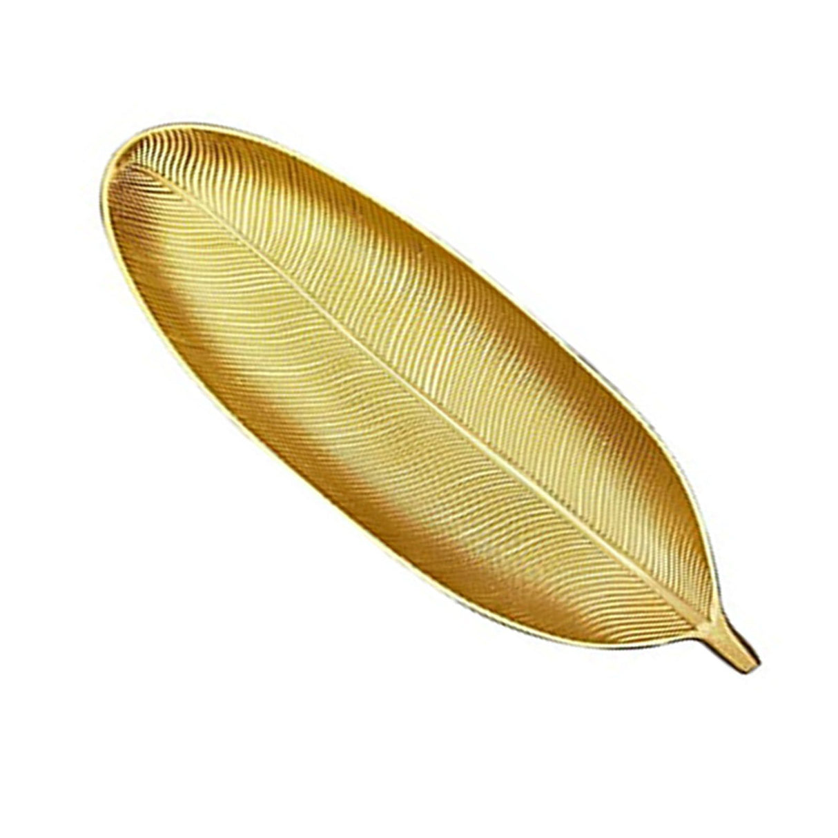 Fruit Plate Golden Style Leaf Shape Brushed Appearance Compact Density Board Serving Dessert Plate for Home L