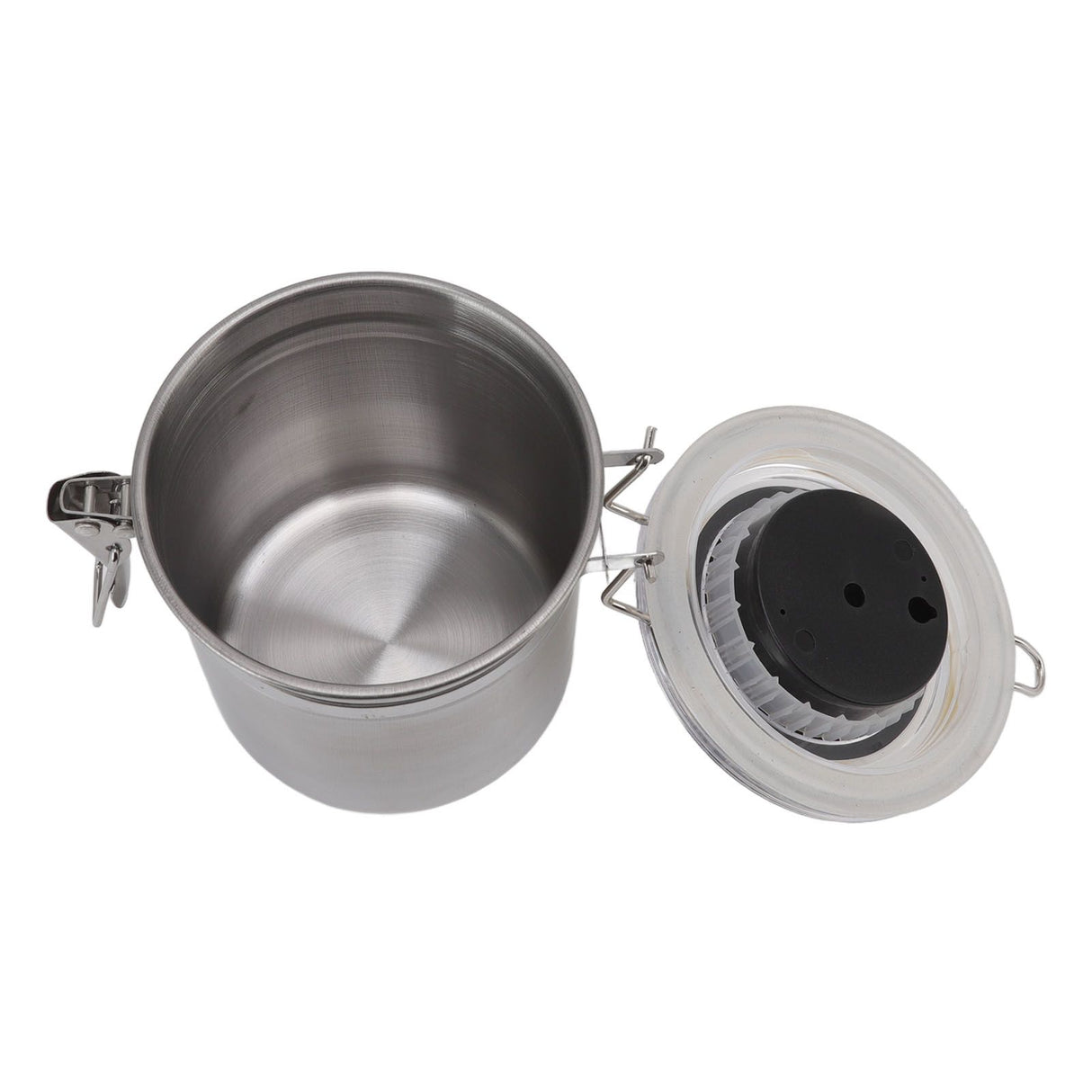 Cigar Jar Stainless Steel Silicone Ring with Hygrometer Waterproof Sealed Storage Jar for Home 96mmx129mm/3.8x5.1in