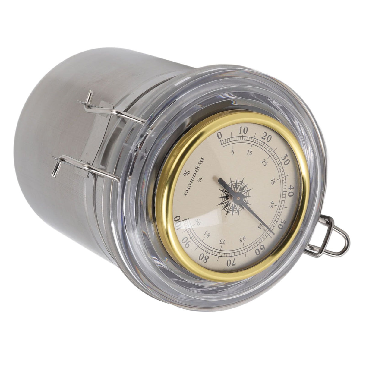 Cigar Jar Stainless Steel Silicone Ring with Hygrometer Waterproof Sealed Storage Jar for Home 96mmx129mm/3.8x5.1in