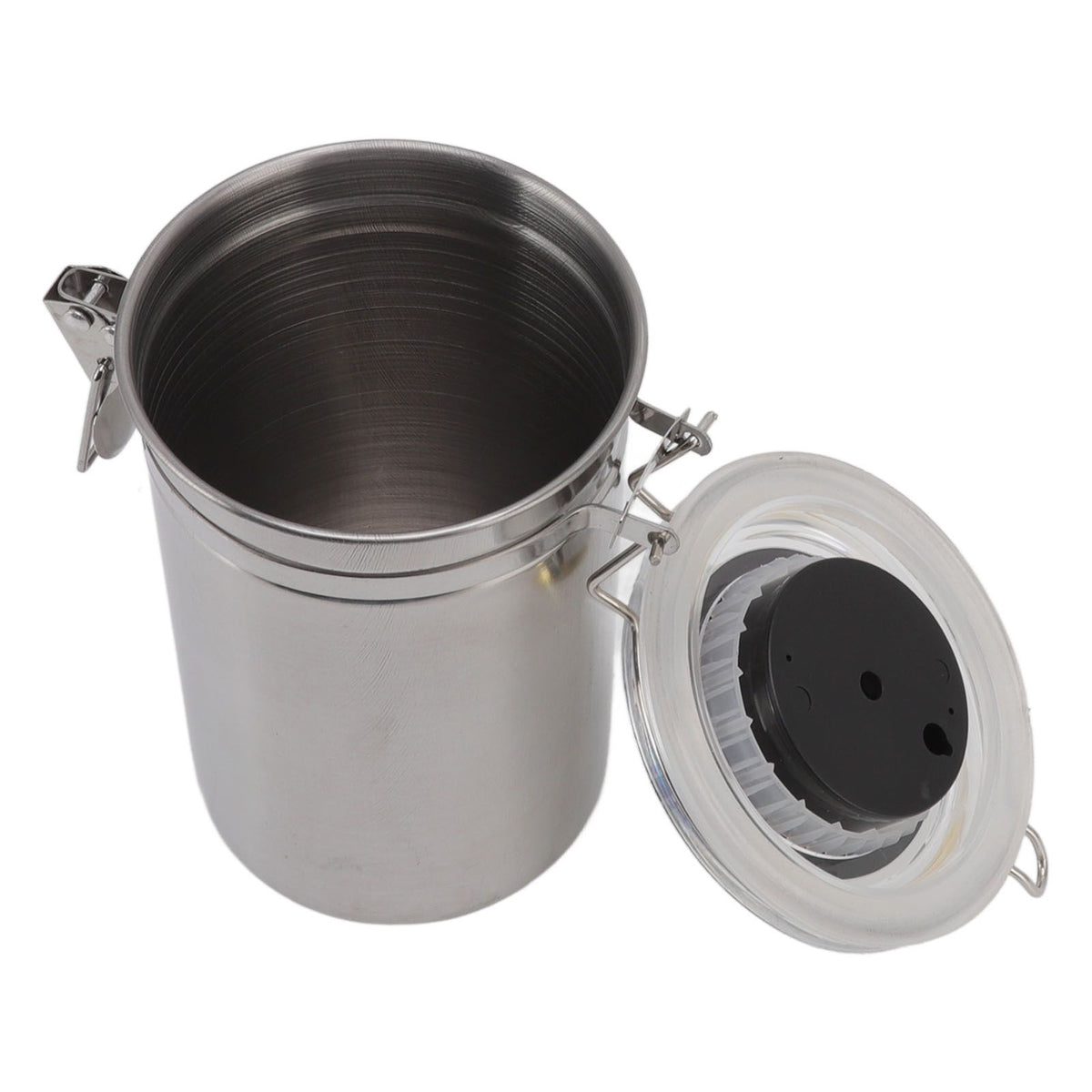 Cigar Jar Stainless Steel Silicone Ring with Hygrometer Waterproof Sealed Storage Jar for Home 96mmx173mm/3.8x6.8in