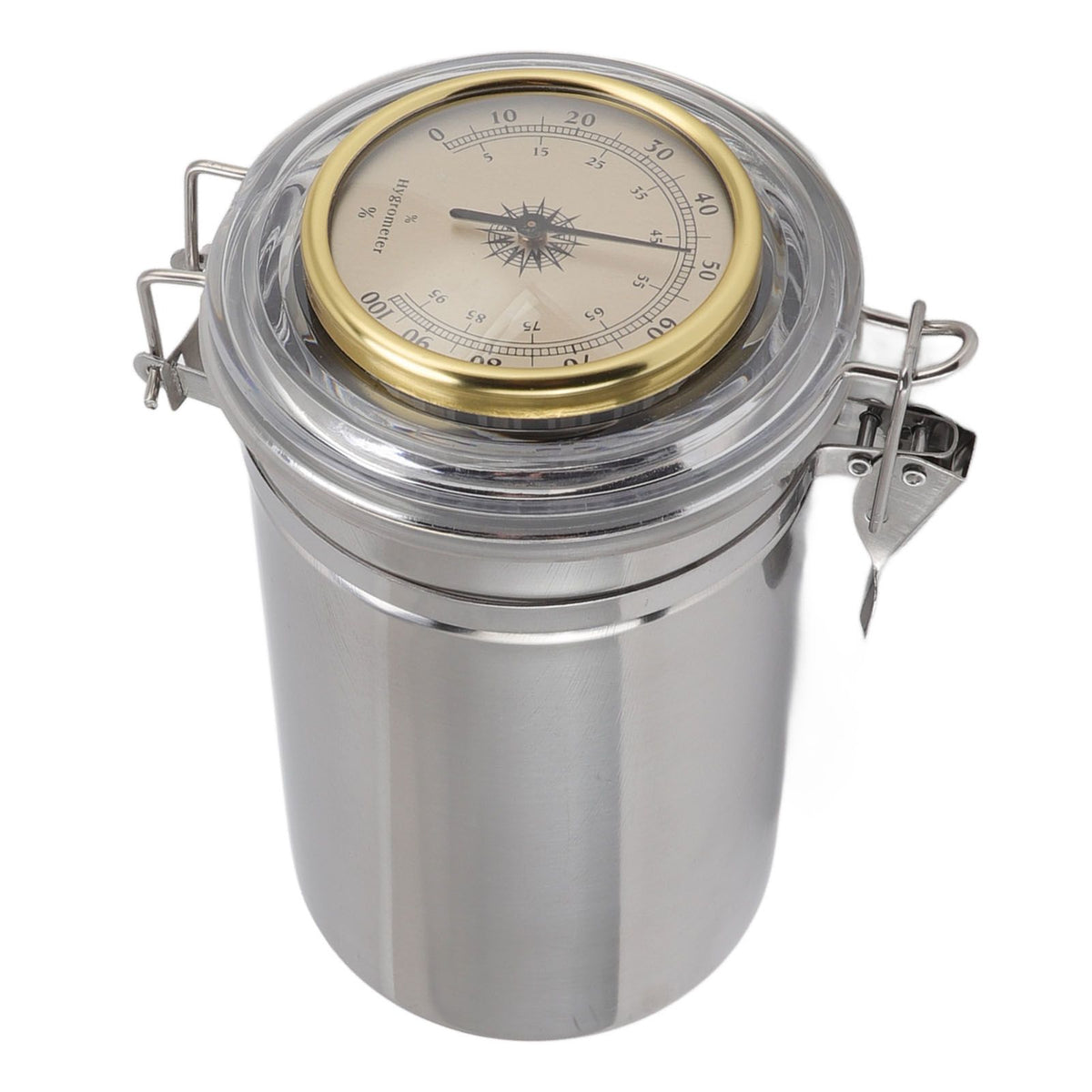 Cigar Jar Stainless Steel Silicone Ring with Hygrometer Waterproof Sealed Storage Jar for Home 96mmx173mm/3.8x6.8in