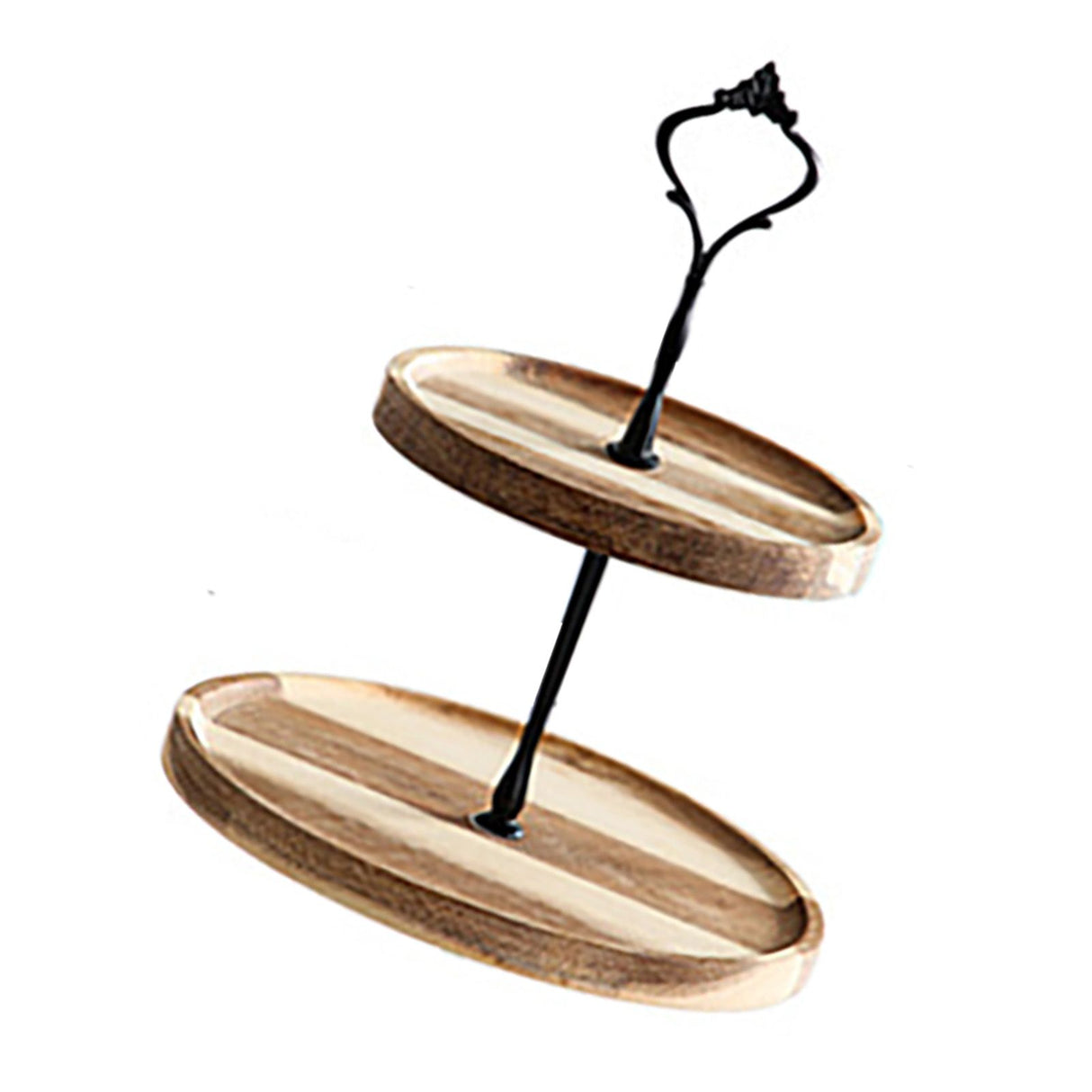 Wood Dessert Stand Rack Environmental Simple Vintage Wooden Dessert Display Tray Stand for Dessert Fruit Cake Snack Black Crown 2 Layers, Small