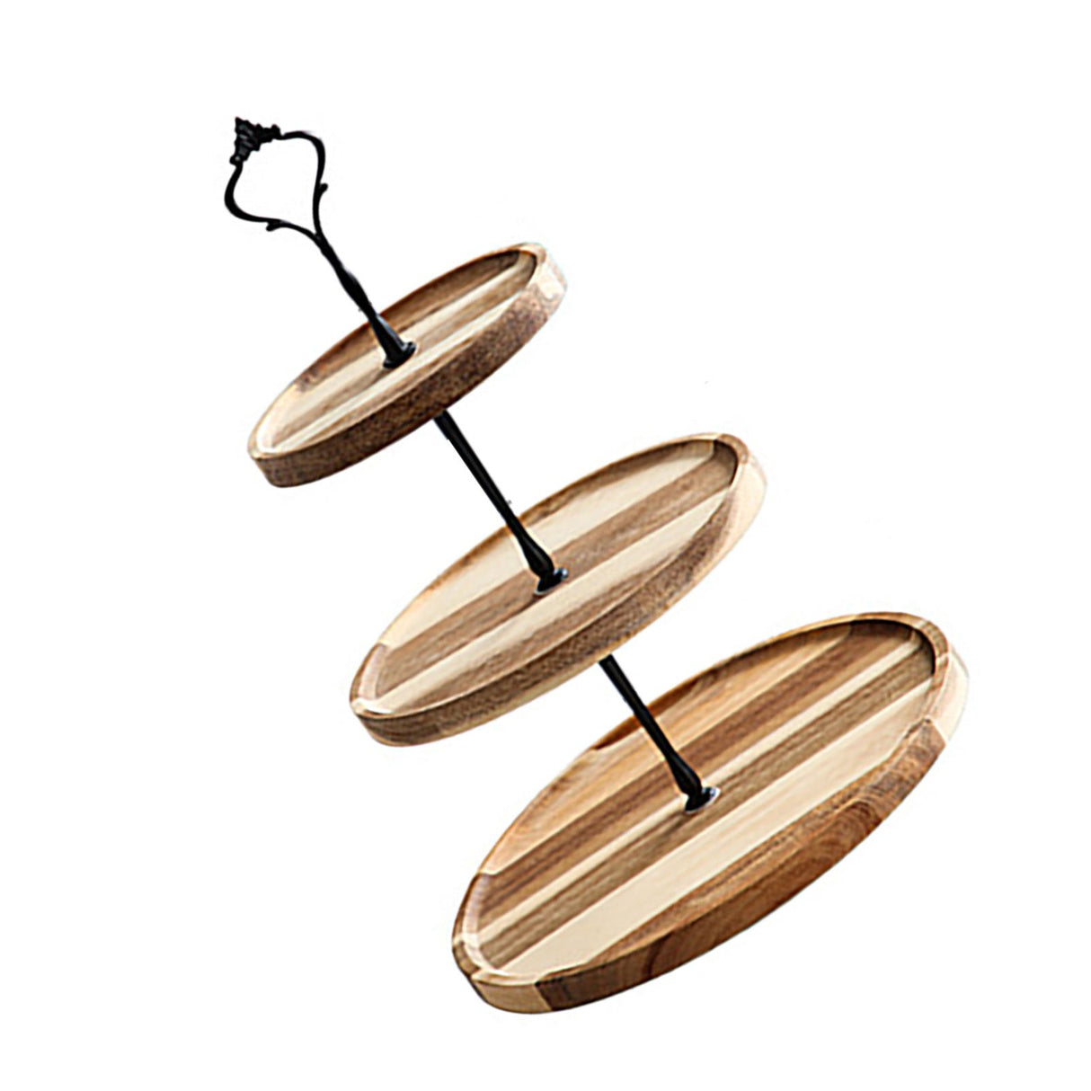 Wood Dessert Stand Rack Environmental Simple Vintage Wooden Dessert Display Tray Stand for Dessert Fruit Cake Snack Black Crown 3 Layers