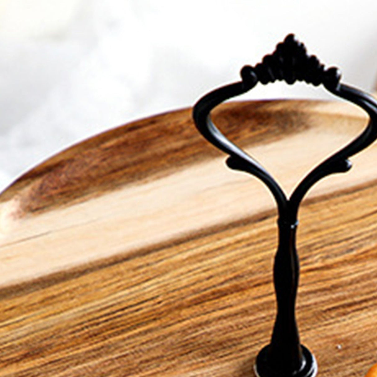 Wood Dessert Stand Rack Environmental Simple Vintage Wooden Dessert Display Tray Stand for Dessert Fruit Cake Snack Black Crown 3 Layers