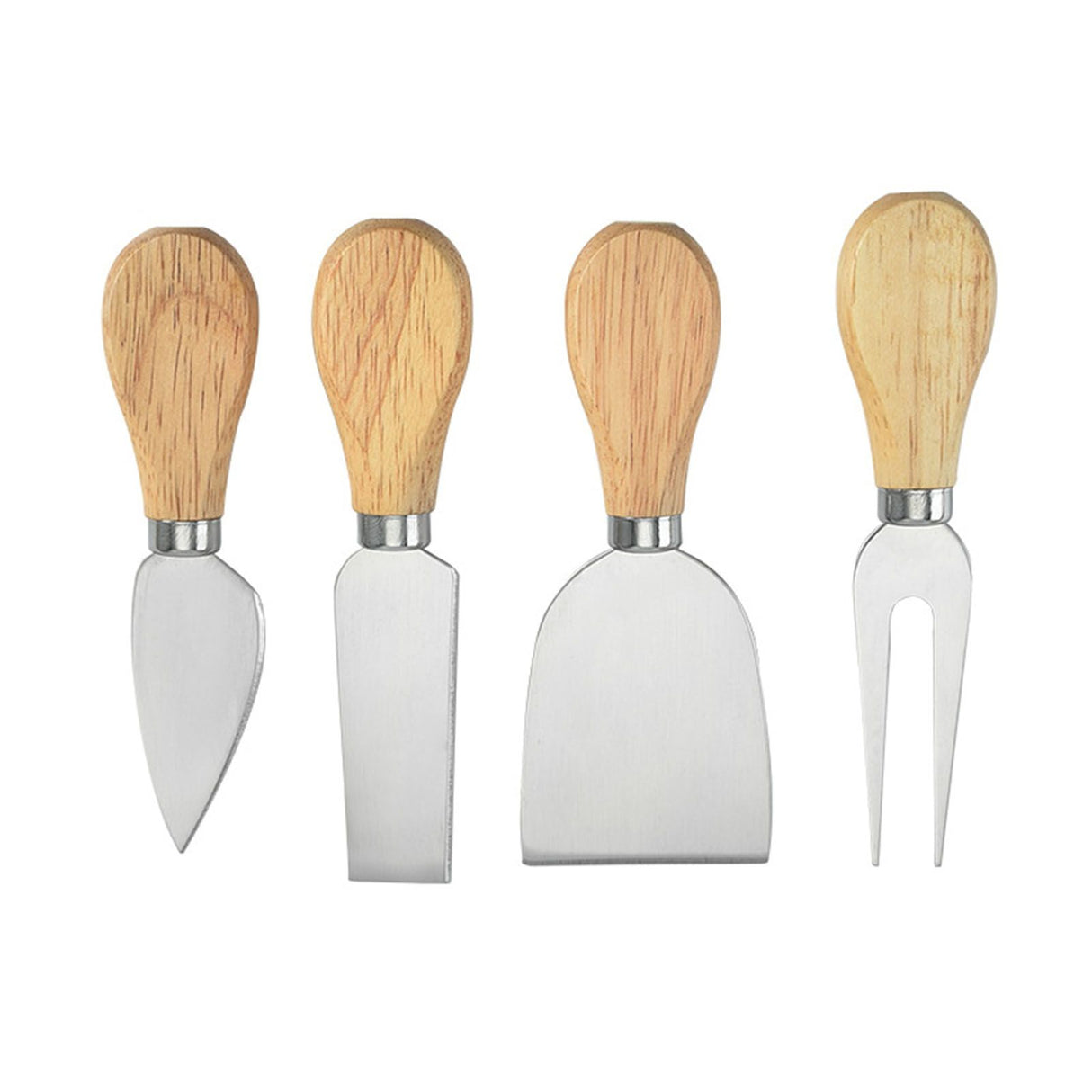 Cheese Knives Set Stainless Steel Blade Ergonomic Handle Cheese Cutter Fork with Wooden Box for Pizza Bread