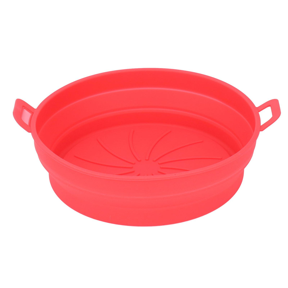 Foldable Fryer Silicone Liner Food Grade High Temperature Resistant Round Fryer Silicone Pot Red Diameter 21CM