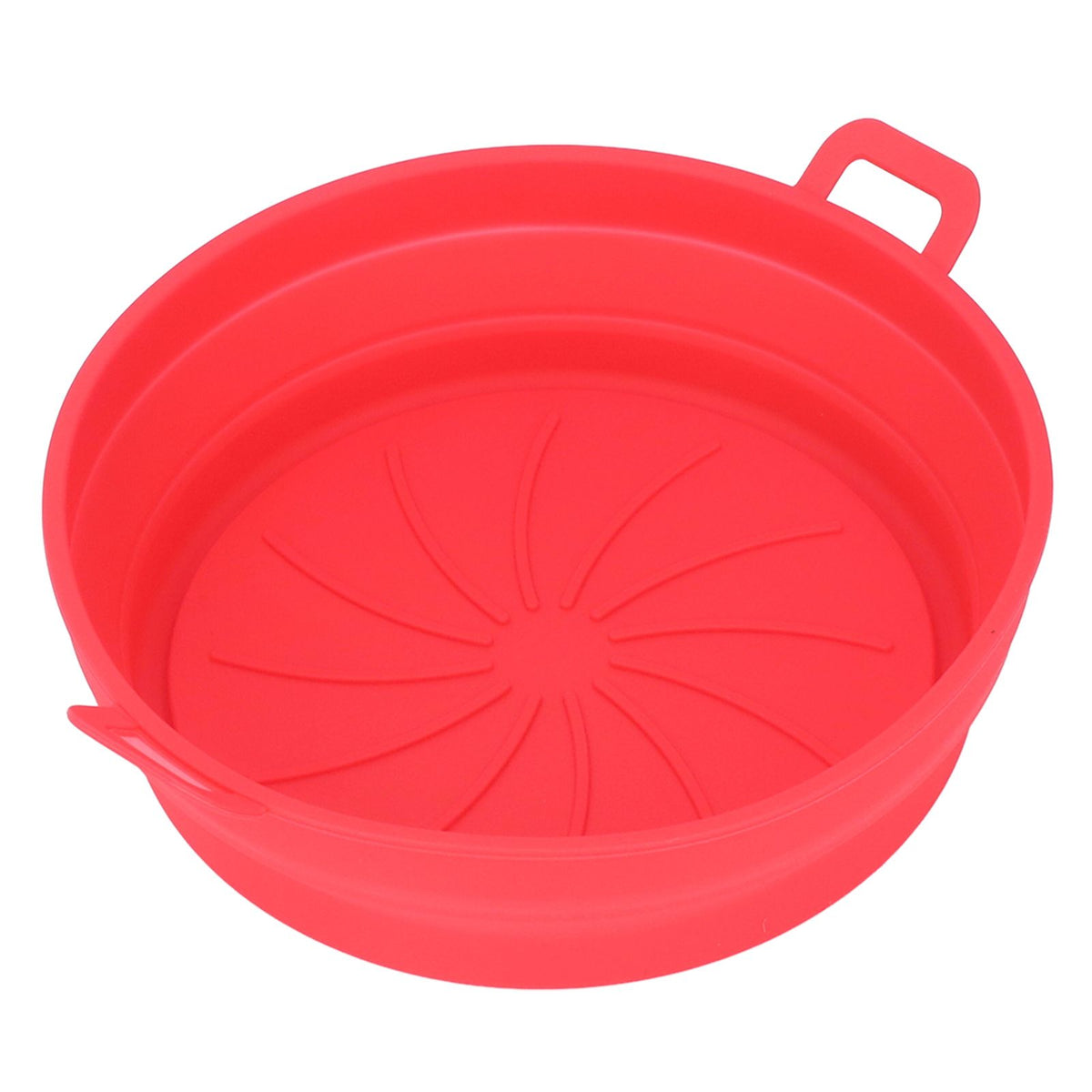 Foldable Fryer Silicone Liner Food Grade High Temperature Resistant Round Fryer Silicone Pot Red Diameter 21CM