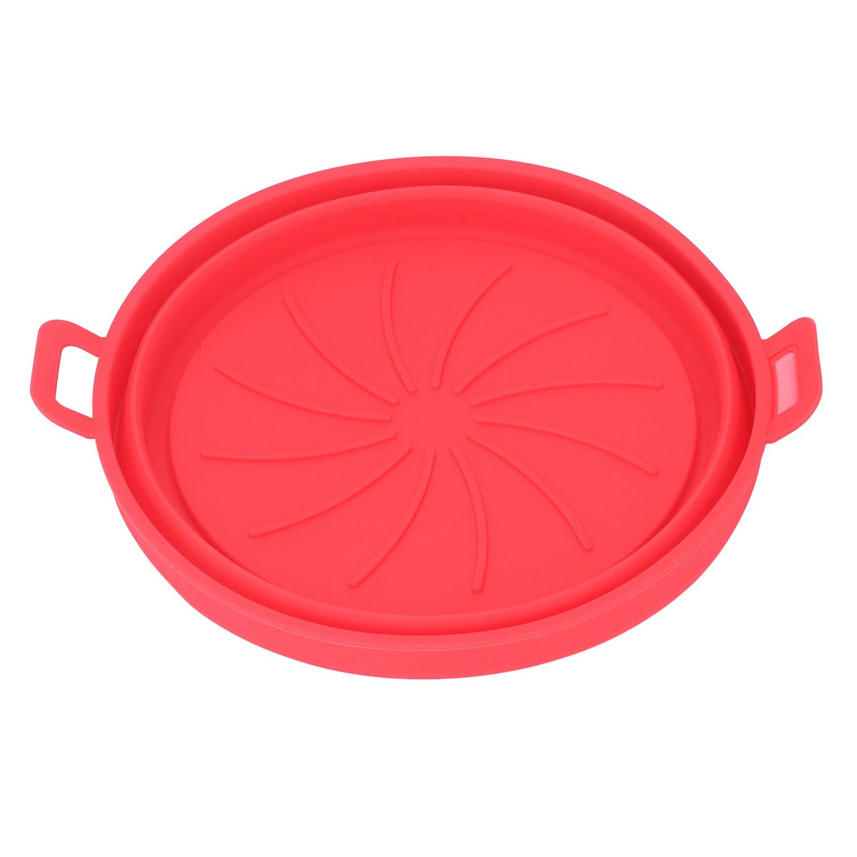 Foldable Fryer Silicone Liner Food Grade High Temperature Resistant Round Fryer Silicone Pot Red Diameter 21CM