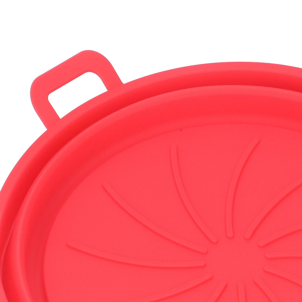 Foldable Fryer Silicone Liner Food Grade High Temperature Resistant Round Fryer Silicone Pot Red Diameter 21CM