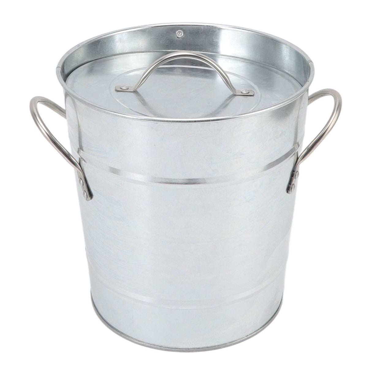 Ice Bucket Round with Ice Shovel Galvanized Sheet Plastic Beer Chiller Bin for Bar Home Wood Color