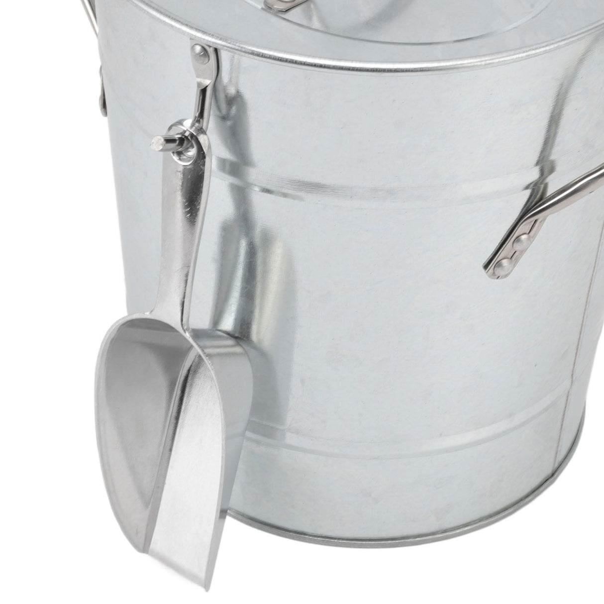 Ice Bucket Round with Ice Shovel Galvanized Sheet Plastic Beer Chiller Bin for Bar Home Wood Color