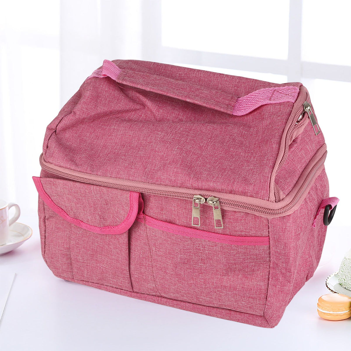 Rose Red Breastmilk Cooler Transport Bag Waterproof Large Double Layer Insulation Lunchbox Shoulder Bag