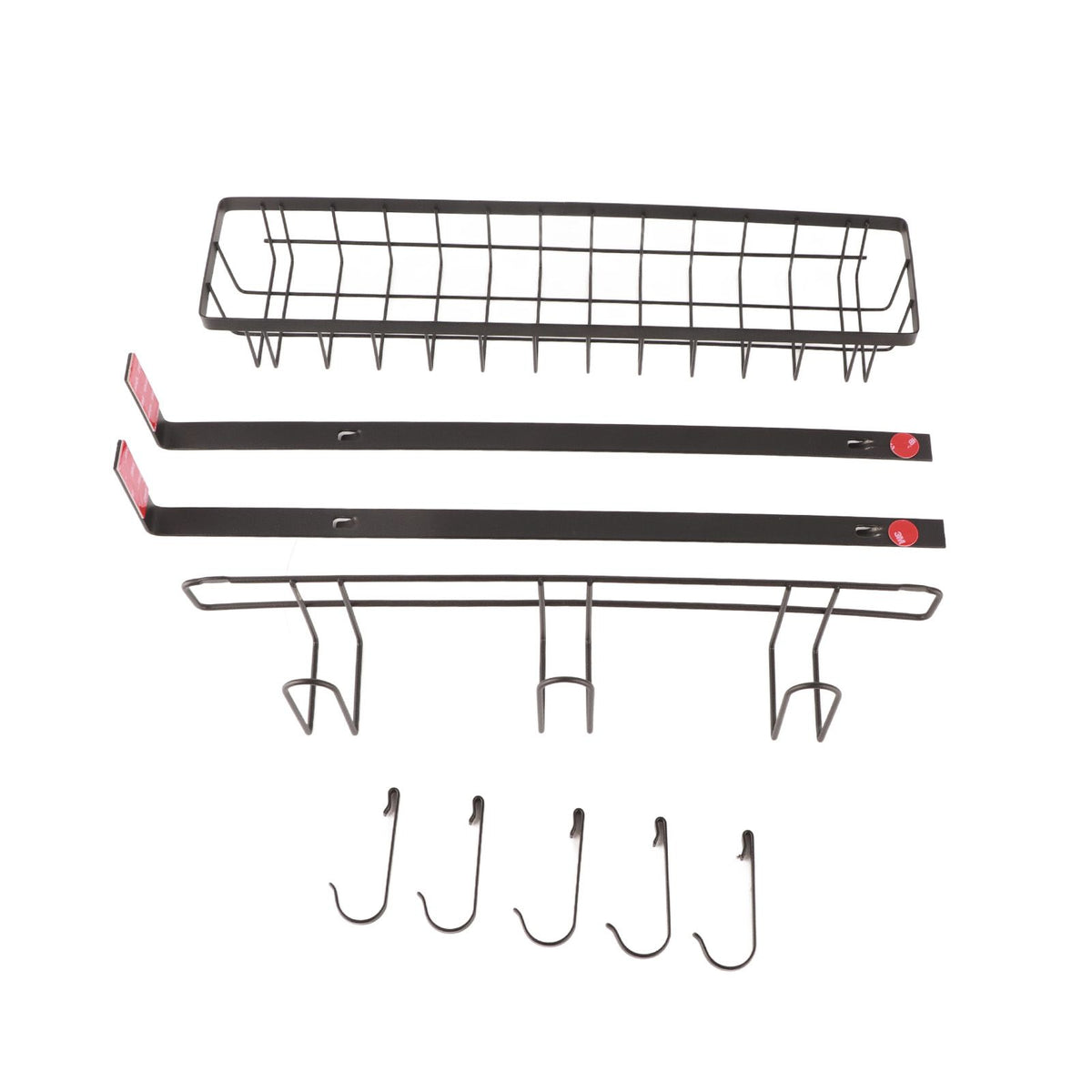 Refrigerator Hanging Shelf Nail Free with Hooks Black Refrigerator Spice Rack for Home Kitchen Double Layer