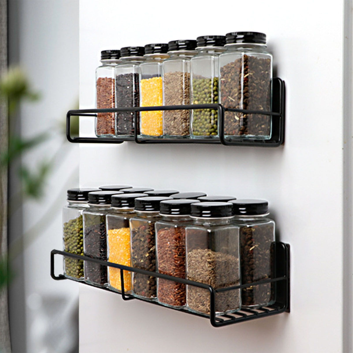 Wall Mounted Magnetic Shelf Refrigerator Punch Free Seasoning Rack Metal Storage Rack 30x10.5x7cm/11.8x4.1x2.8in