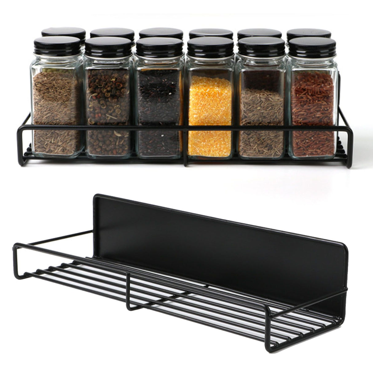 Wall Mounted Magnetic Shelf Refrigerator Punch Free Seasoning Rack Metal Storage Rack 30x10.5x7cm/11.8x4.1x2.8in