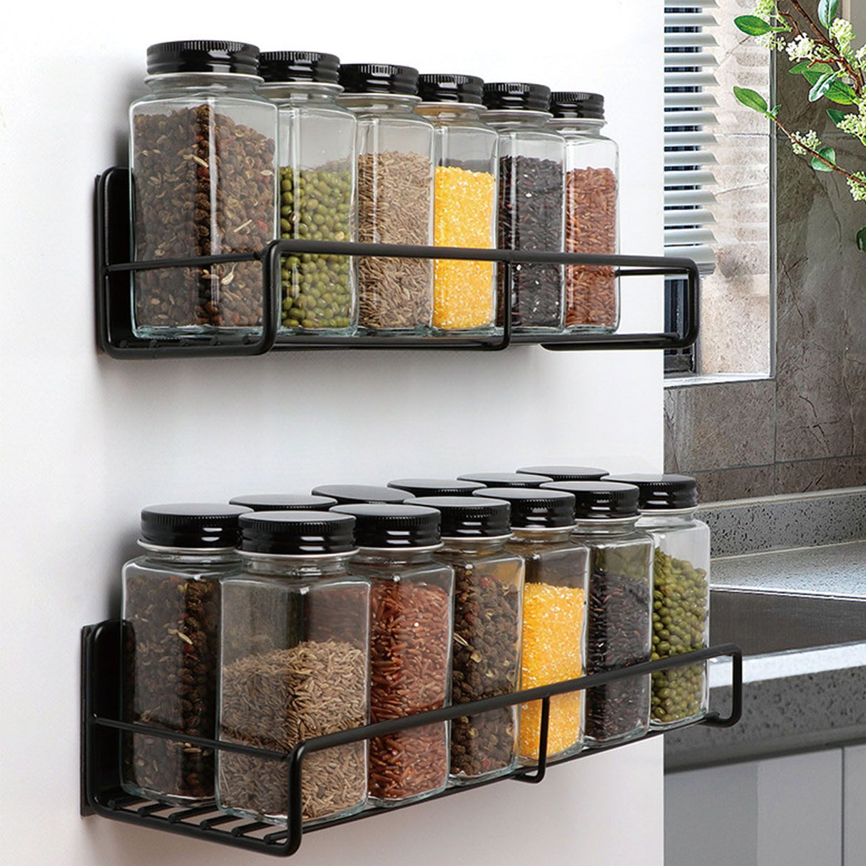 Wall Mounted Magnetic Shelf Refrigerator Punch Free Seasoning Rack Metal Storage Rack 30x10.5x7cm/11.8x4.1x2.8in
