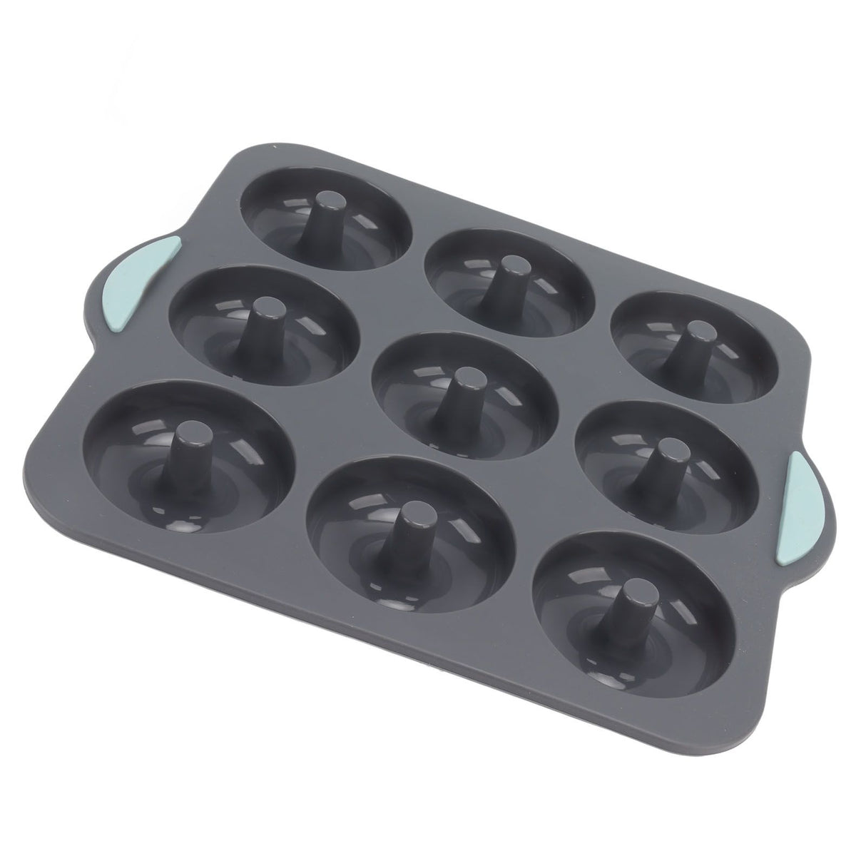 Silicone Donut Mold 9 Cavity Prevents Stick Safe Heat Resistance Doughnut Pan Set for Cake Biscuit Bagels Muffins Dark Gray