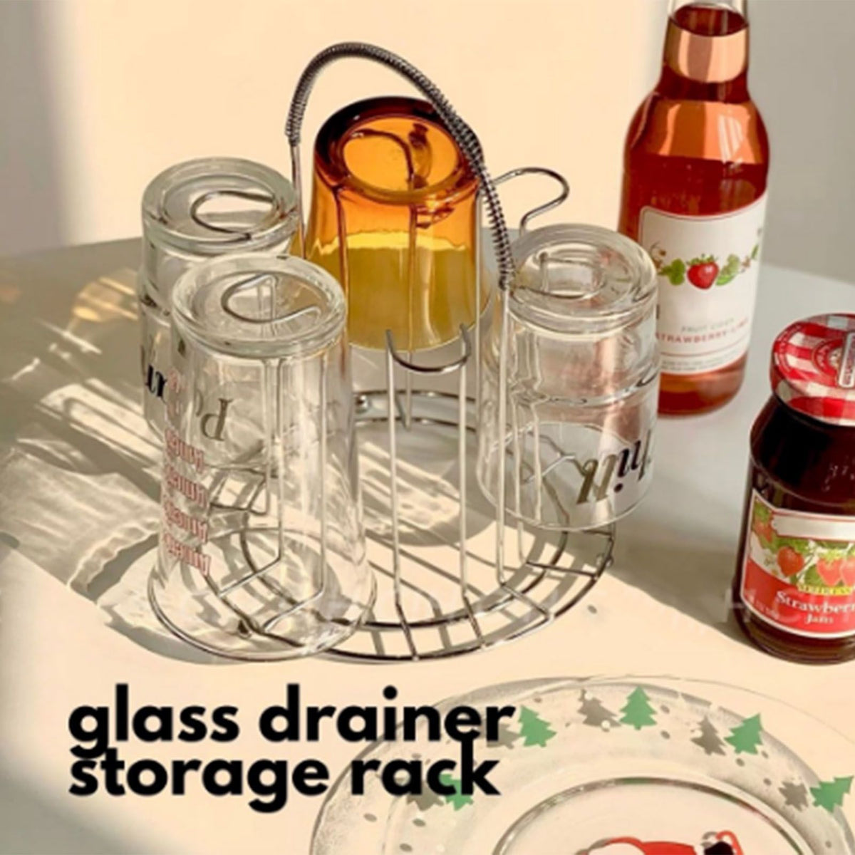 Glass Water Cup Rack Bracket Stainless Steel Household Draining Cup Storage Rack Holder for Party