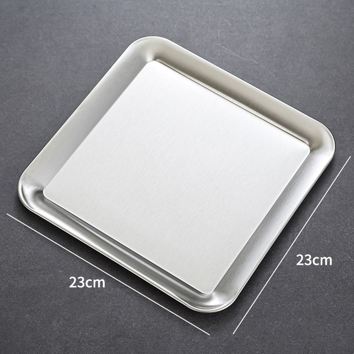 Serving Platter Square Stainless Steel Dish Tray Barbecue Plate Silver Color for Home L