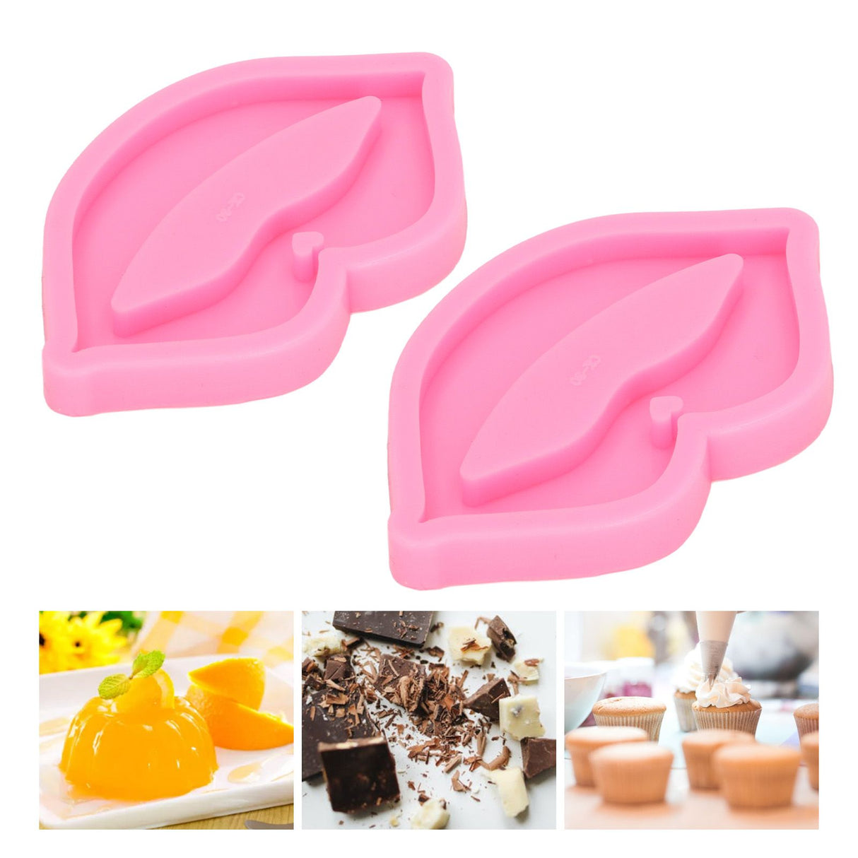 2pcs Lip Shape Silicone Molds Flexible DIY Fondant Molds Cake Decorating Molds for Cake Shop