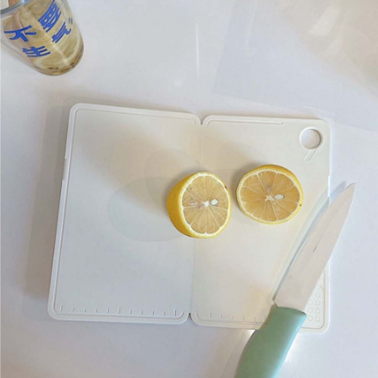 Foldable Kitchen Cutting Board Portable Plastic Fruit Chopping Board for Outdoor Picnic Camping Nordic Rice White 20x12.5x0.8cm