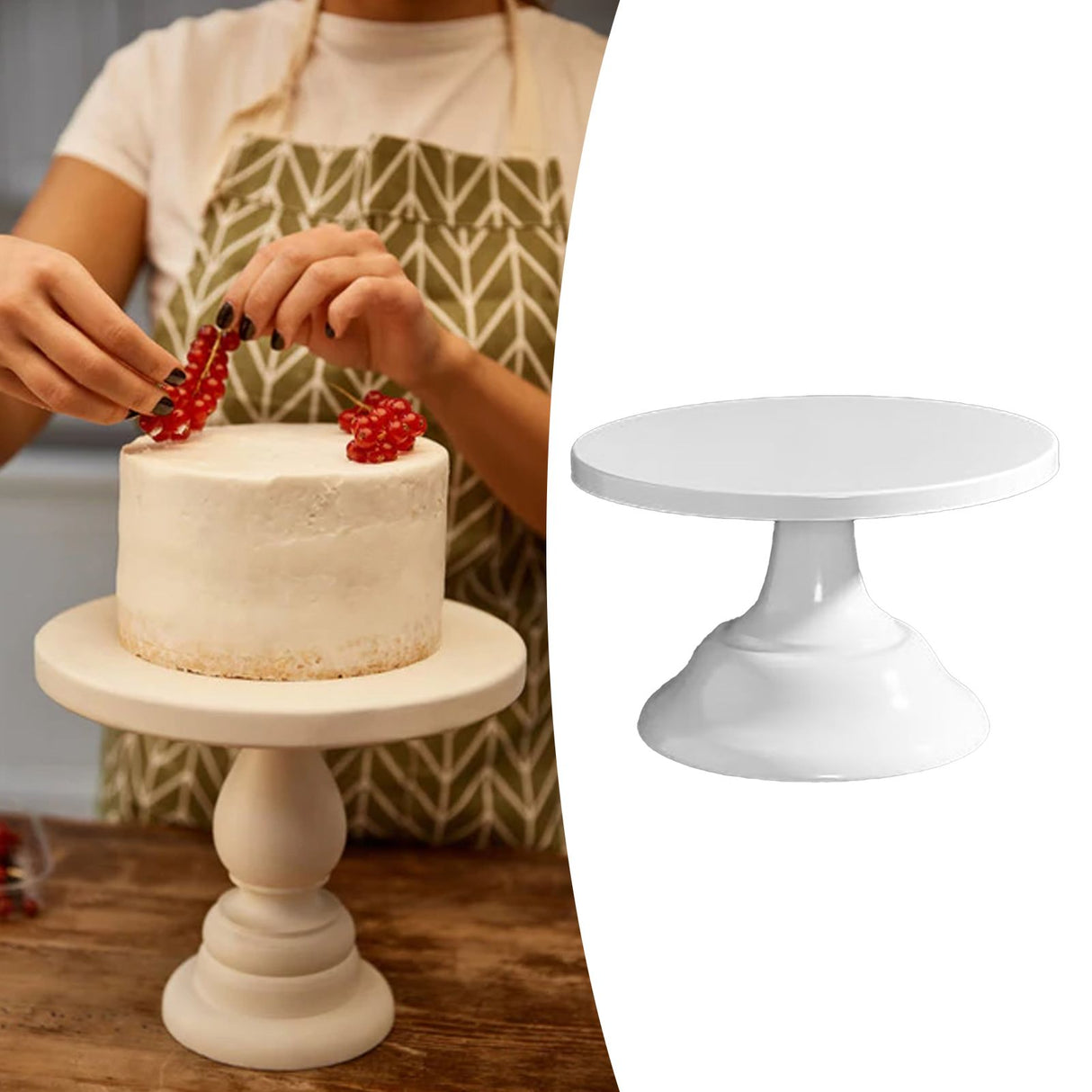 Metal Cake Stand European Style Anti Slip Round Cake Stand for Weddings Parties Anniversaries Small White