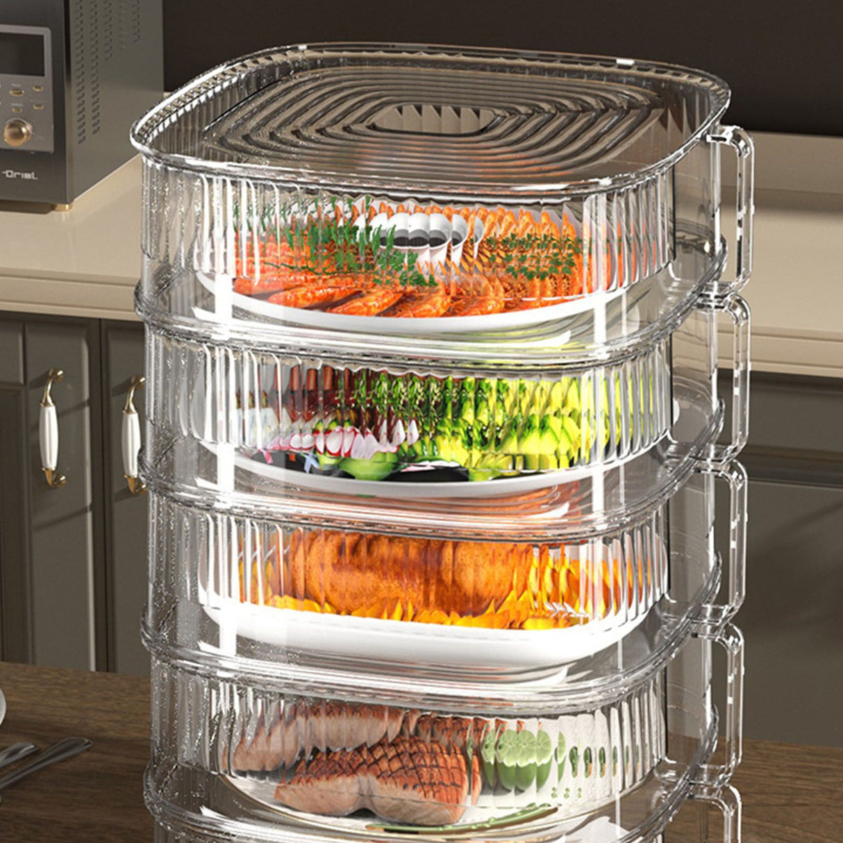 Insulation Vegetable Dish Cover Multifunctional Leftovers Cover Kitchen Table Dustproof Food Covers 4 Layers