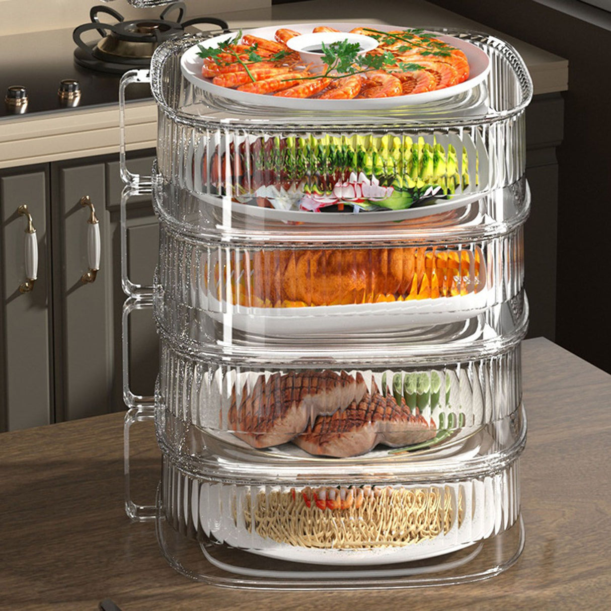 Insulation Vegetable Dish Cover Multifunctional Leftovers Cover Kitchen Table Dustproof Food Covers 4 Layers