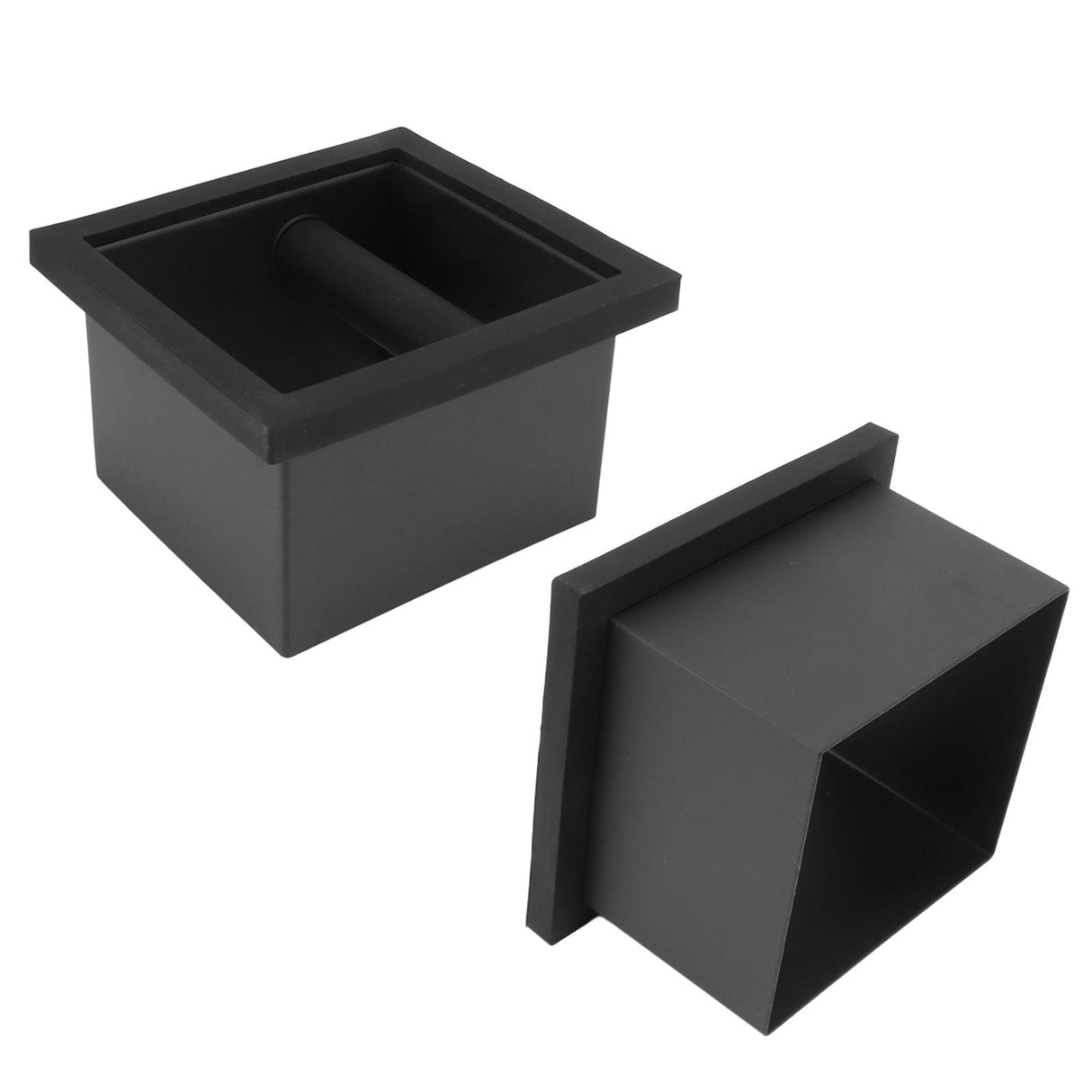 Coffee Ground Knock Box Square Bottomless Black Rubber PTFE Steel Residue Box for Cafe
