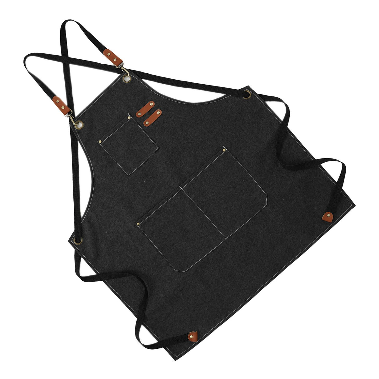 Artist Aprons Cotton Canvas Detachable Shoulder Straps Soft Comfortable Double Stitched Pockets Gardening Apron Black