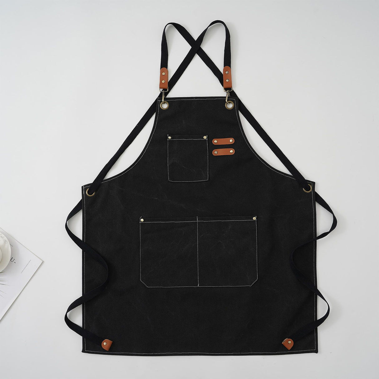 Artist Aprons Cotton Canvas Detachable Shoulder Straps Soft Comfortable Double Stitched Pockets Gardening Apron Black