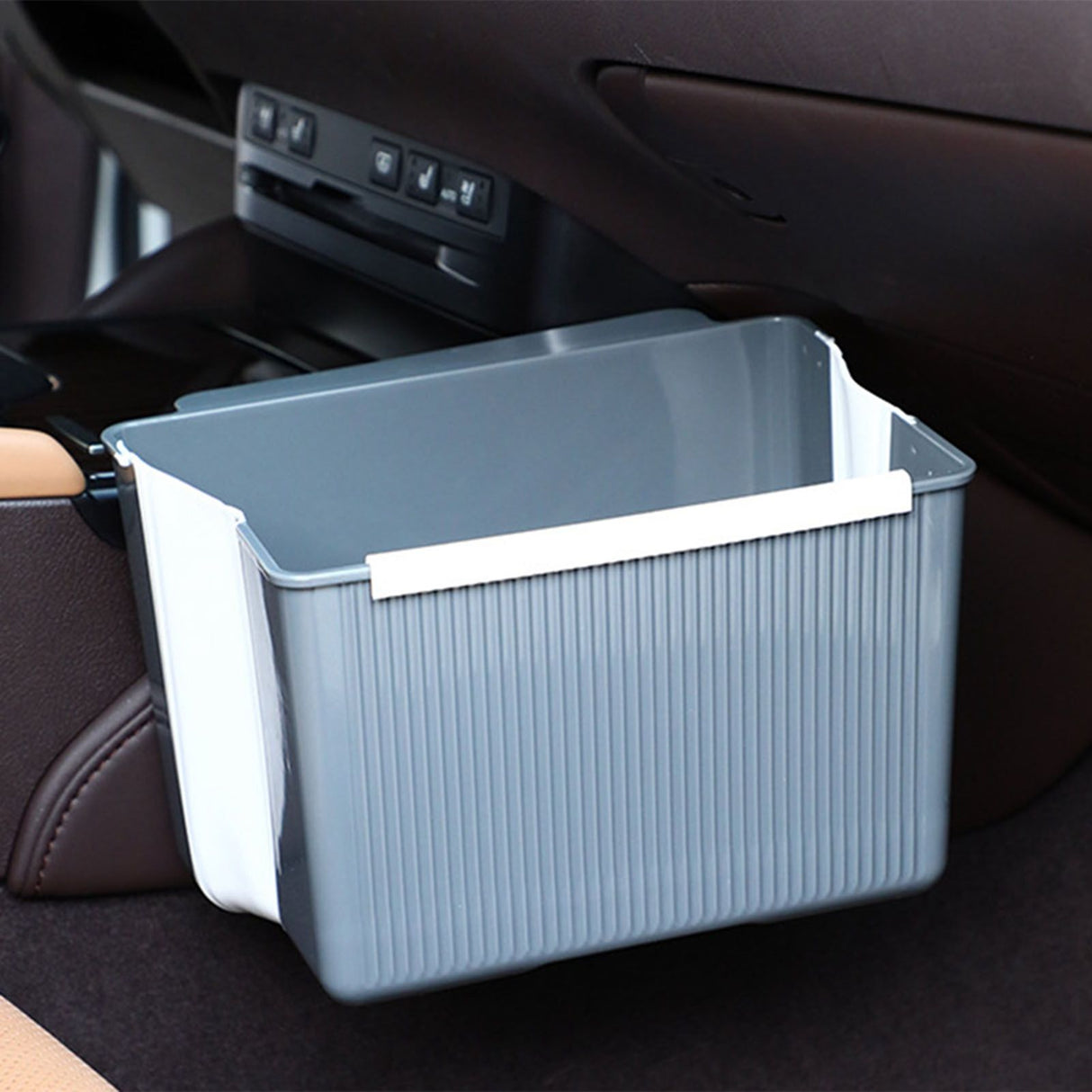 Wall Mounted Folding Trash Bin Strong Load Bearing Large Capacity Kitchen Hanging Trash Can for Home Grey