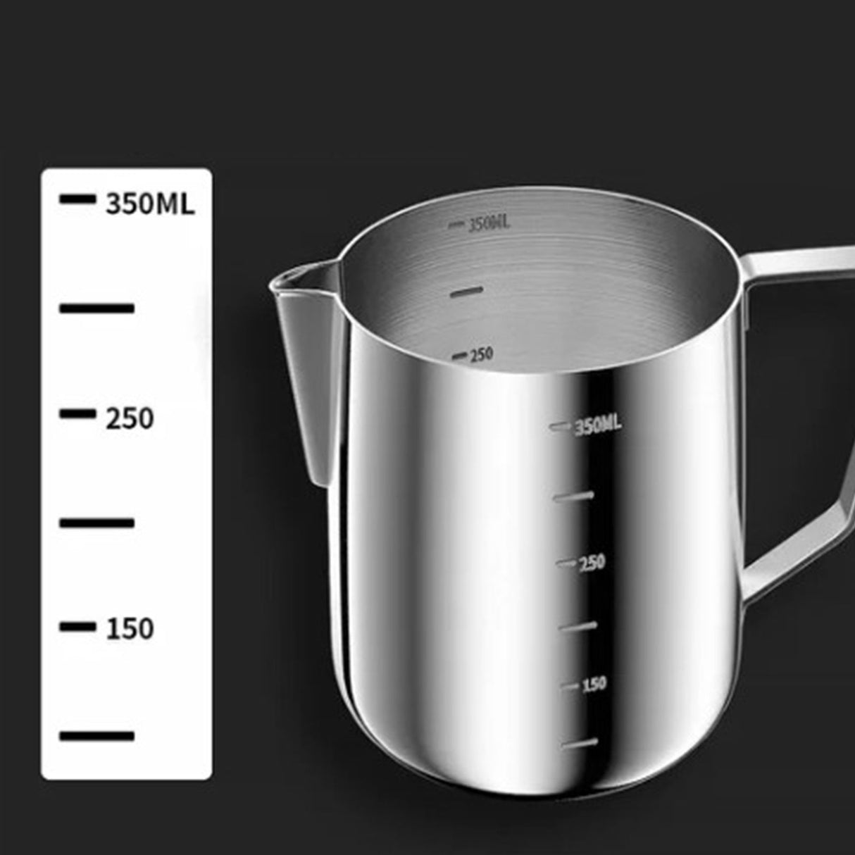 Frothing Cup 350ML Food Grade Stainless Steel Anti Slip Handle Milk Frother Pitcher with Scale
