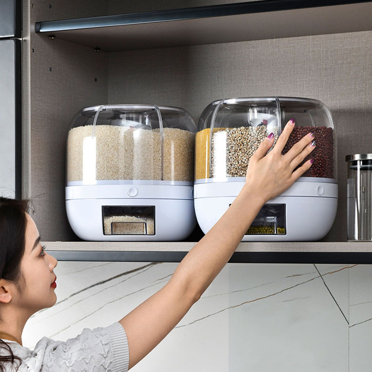Grains Separate Storage Box Sealed Rotating Rice Bucket Home Insect Damp Proof Rice Storage Tank L 27x27cm/10.6x10.6in
