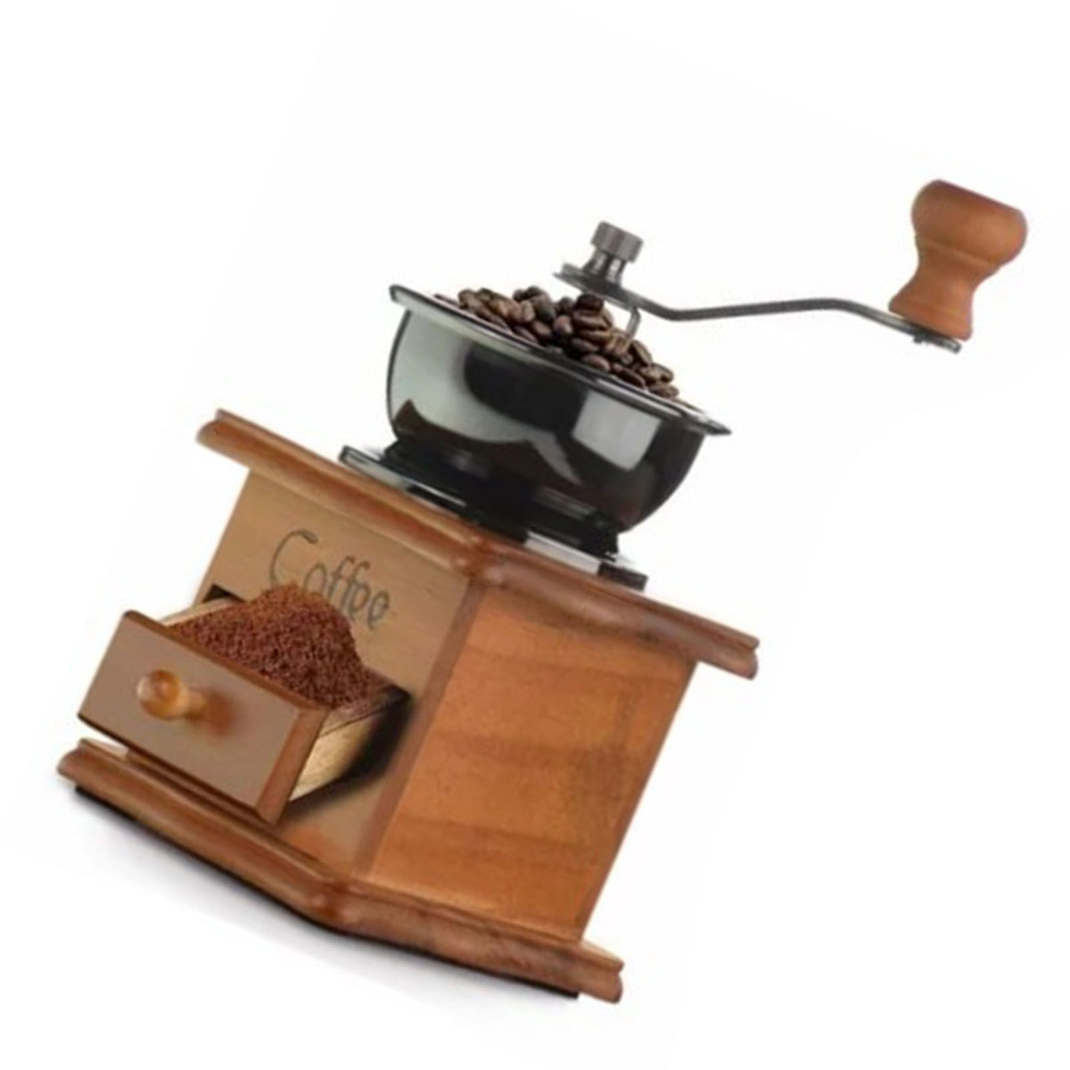 Manual Coffee Grinder Italian Retro Portable Stainless Steel Brown Hand Crank Coffee Mill for Home