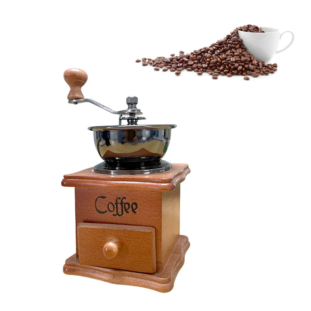 Manual Coffee Grinder Italian Retro Portable Stainless Steel Brown Hand Crank Coffee Mill for Home