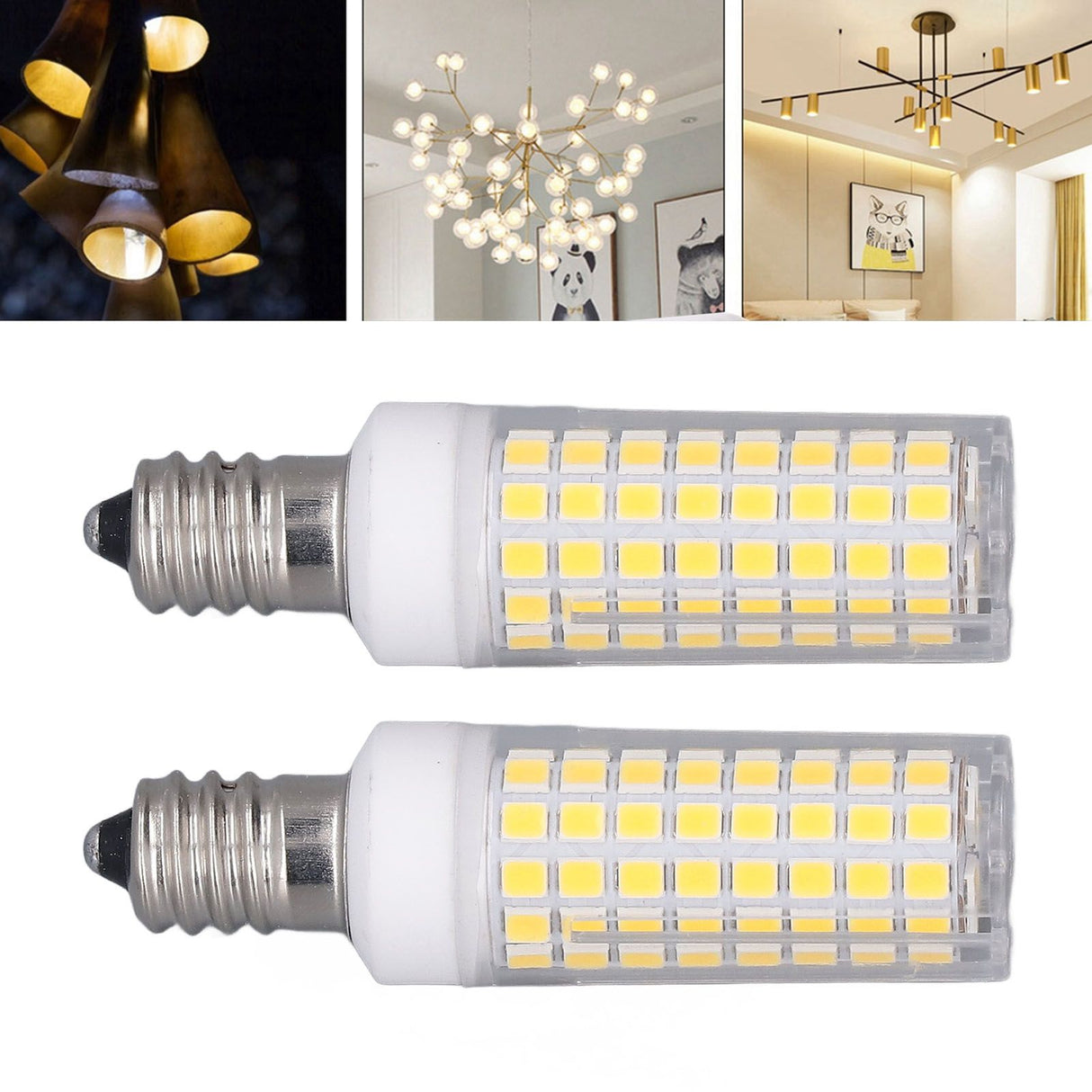 2 PCS LED Corn Bulb 102 LEDs 10W Dimmable PC Ceramic Energy Saving E12 Bulb for Home Lighting AC 100 to 120V Natural Light