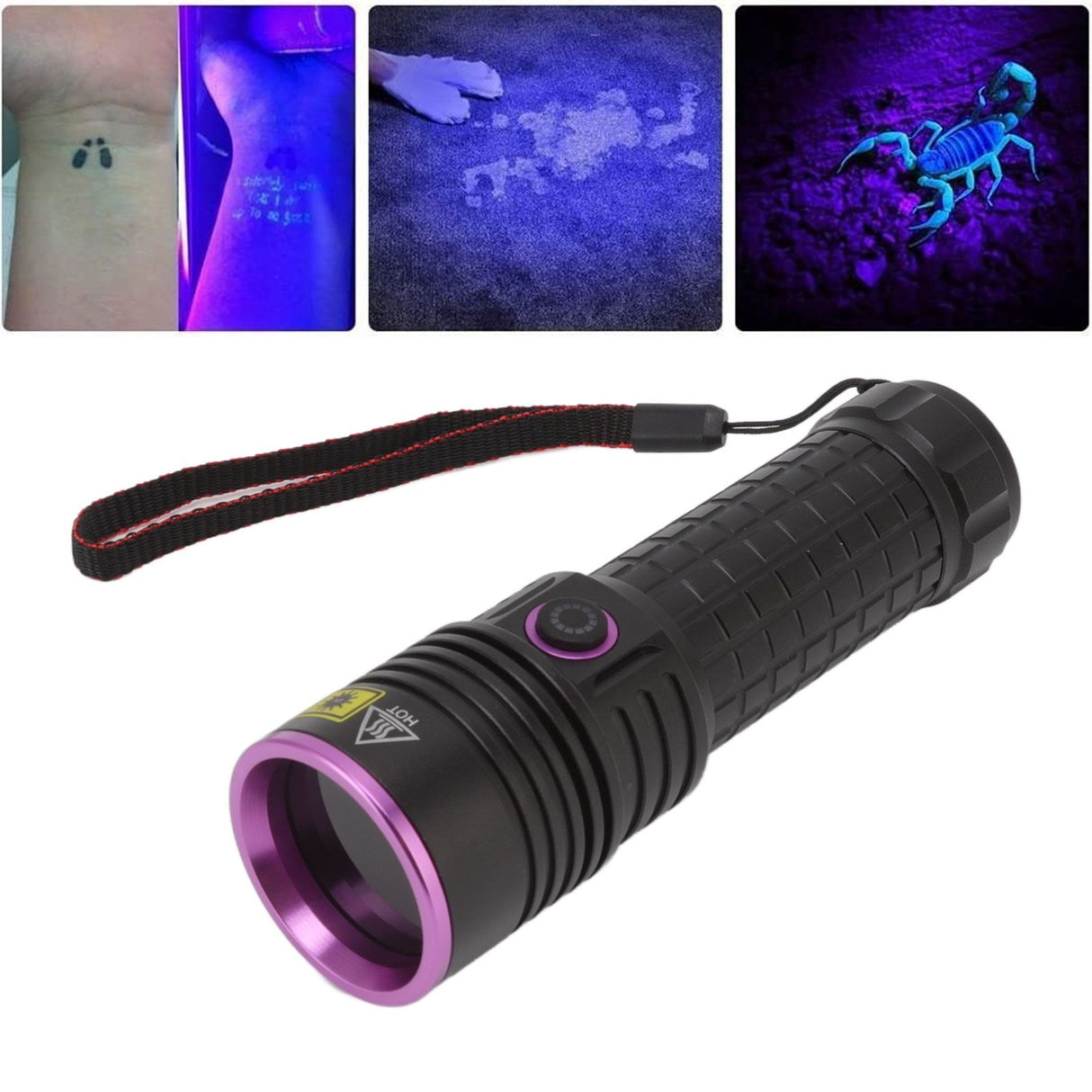 Y48 365nm Ultraviolet Flashlight Rechargeable Black Light Flashlight for Resin Curing Currency Verification Scorpion Pet Urine Search