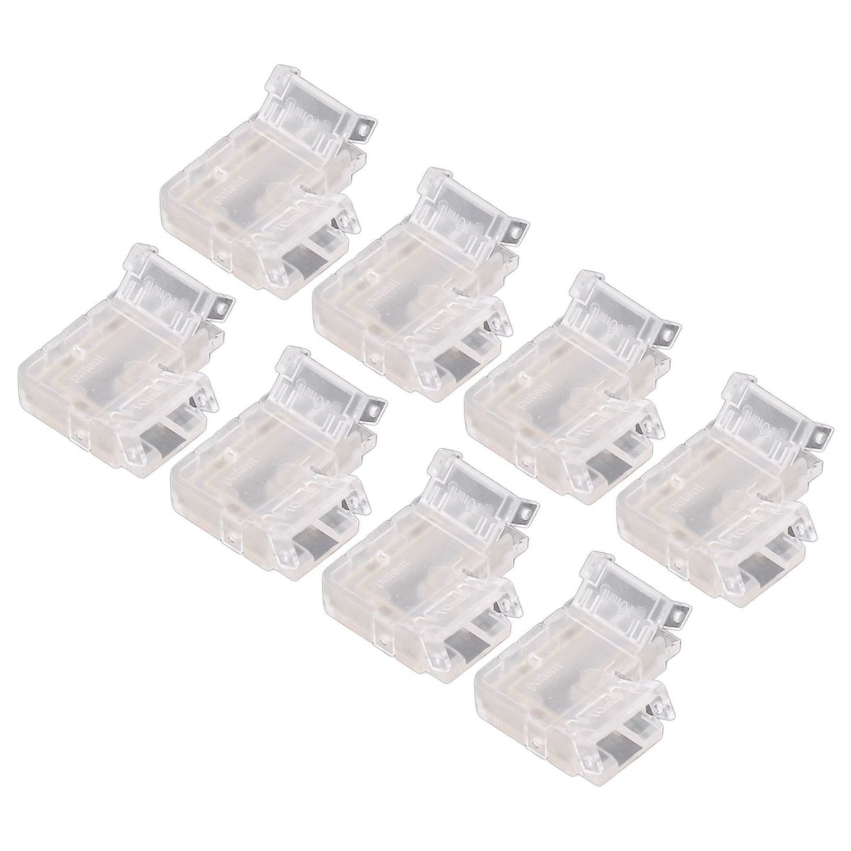 8PCS L Shaped LED Light Strip Connectors 4 Pin 10mm Transparent Gapless Solderless COB LED Adapter Connectors