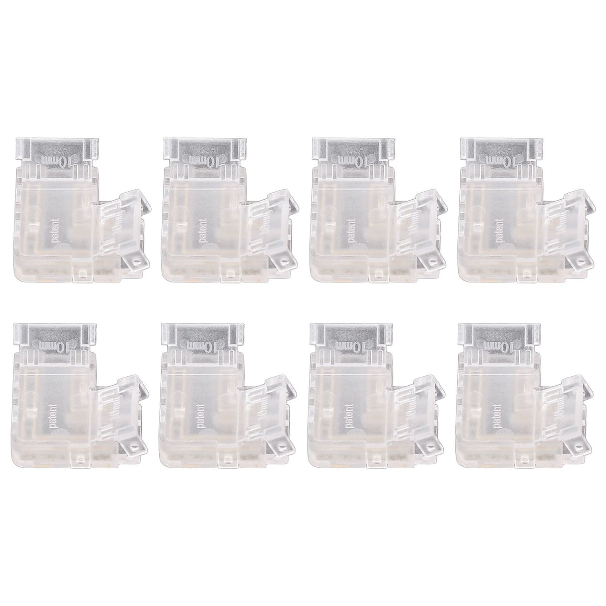 8PCS L Shaped LED Light Strip Connectors 4 Pin 10mm Transparent Gapless Solderless COB LED Adapter Connectors